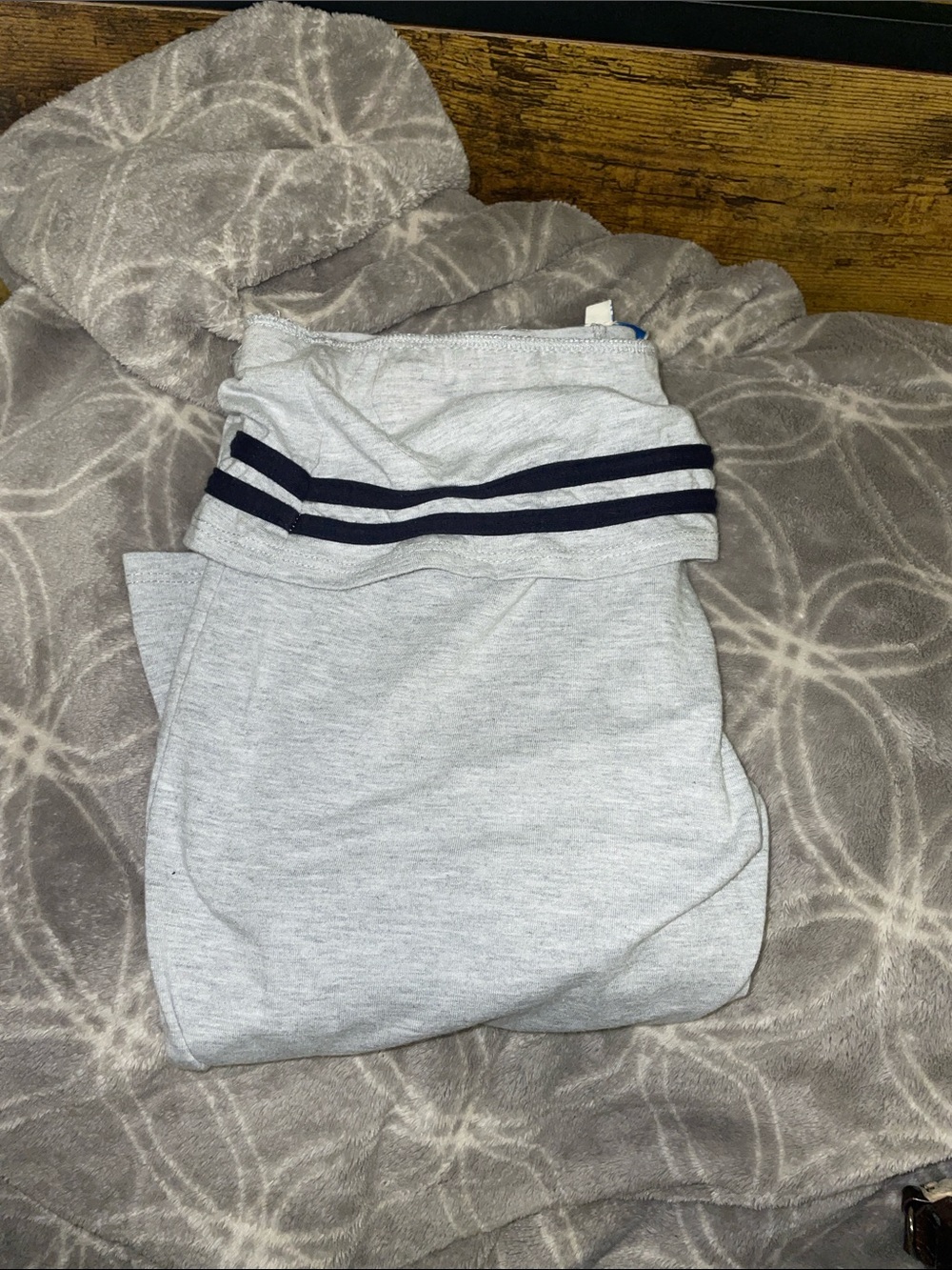 PacSun Light Gray Track Pants with Striped Waistband